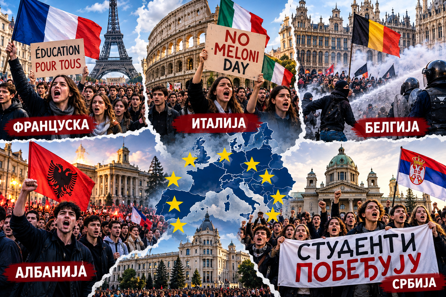 Студентски бунт захватио Европу: Протести у Француској, Италији, Белгији и Албанији